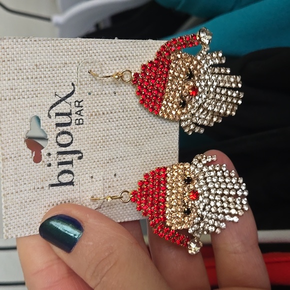 Santa 🎅 Dangle Crystal Dangle Earrings,  NWT - Picture 5 of 6